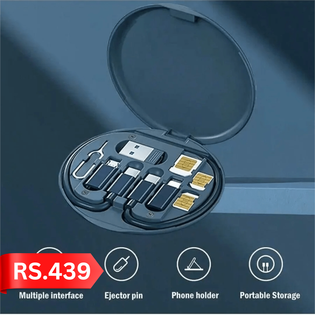 All-in-One USB Converter Box | Compact Cable Storage & SIM Ejector Set
