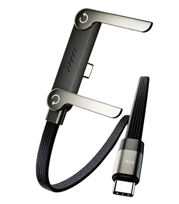 240W Super Fast Charging Flat Nylon Stand Cable With Adjustable Wings