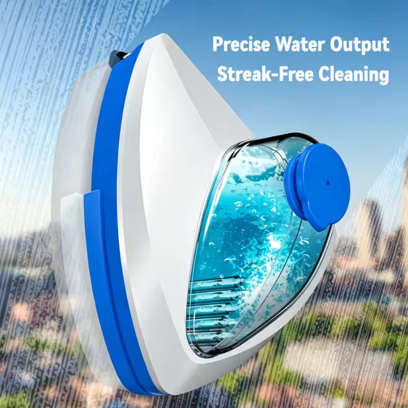 Double-Sided Magnetic Triangle Window Cleaner | Adjustable Magnetic Force for Various Glass Types | Anti-Fall Safety Rope for Enhanced High-Altitude Safety | Squeegee + Cleaning Pad for Simultaneous Stain Removal | Reusable | Household Glass Cleaning