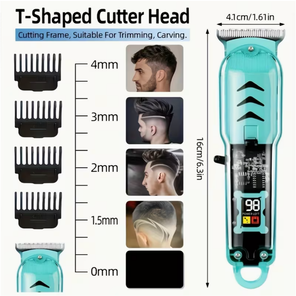 T Shape Trimmer Hair Clipper, Professional Seamless T-Blade Electric Shaver Trimming Set, Wireless USB Charging with LCD Display, Men'S Gift, Birthday