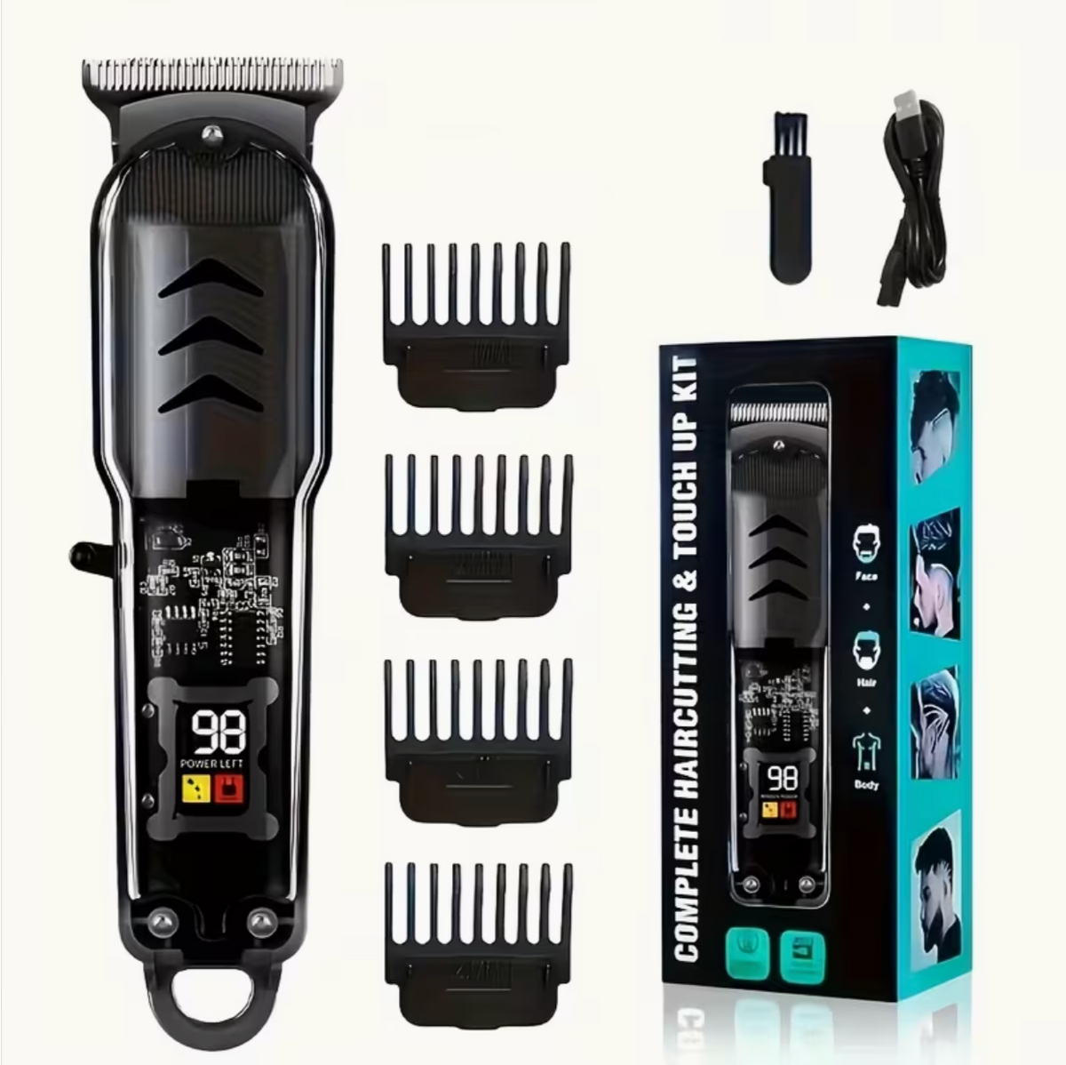 T Shape Trimmer Hair Clipper, Professional Seamless T-Blade Electric Shaver Trimming Set, Wireless USB Charging with LCD Display, Men'S Gift, Birthday