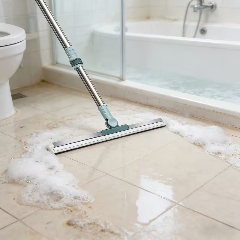 Shopzone all-purpose scraping wiper handle for household cleaning, ideal for floors, bathrooms, kitchens, showers, and pet hair removal.
