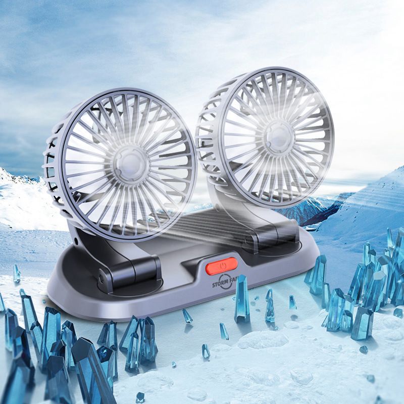 5V Car Fan Cooling Car Fan Dual Head Usb Car Fan 2 Speeds Adjustable for Auto Cooler Air Fan Car Accessories Fan