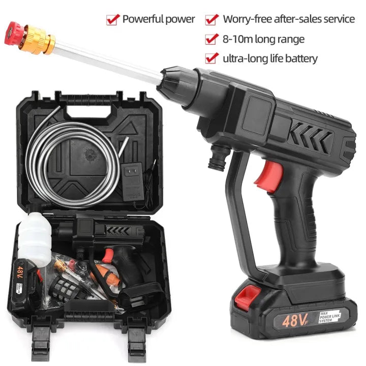 Rechargeable Portable Powerful High Pressure Water Spray Gun 48VF Lithium Cordless Wireless Car Wash Water Jet Foam Gun Car Wash