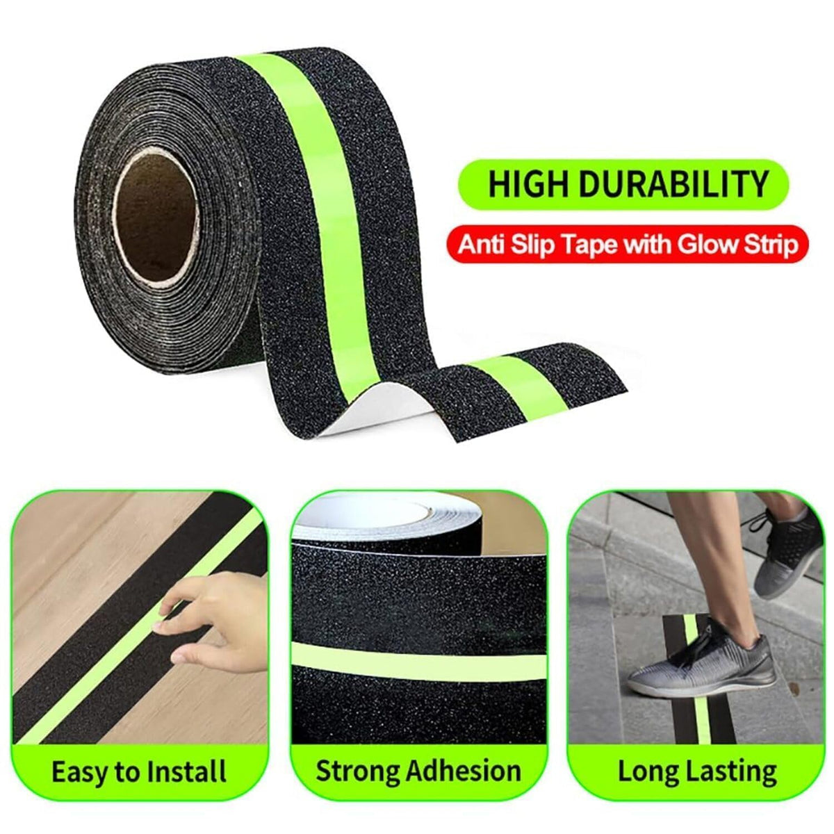 Veltrix Anti Slip Tape For Stairs 2 INCH x 10 METER Waterproof Non-Slip Strips, Heavy Duty Friction Grip Tape for Tiles, Granite, Marble, and Wooden Steps to Prevent