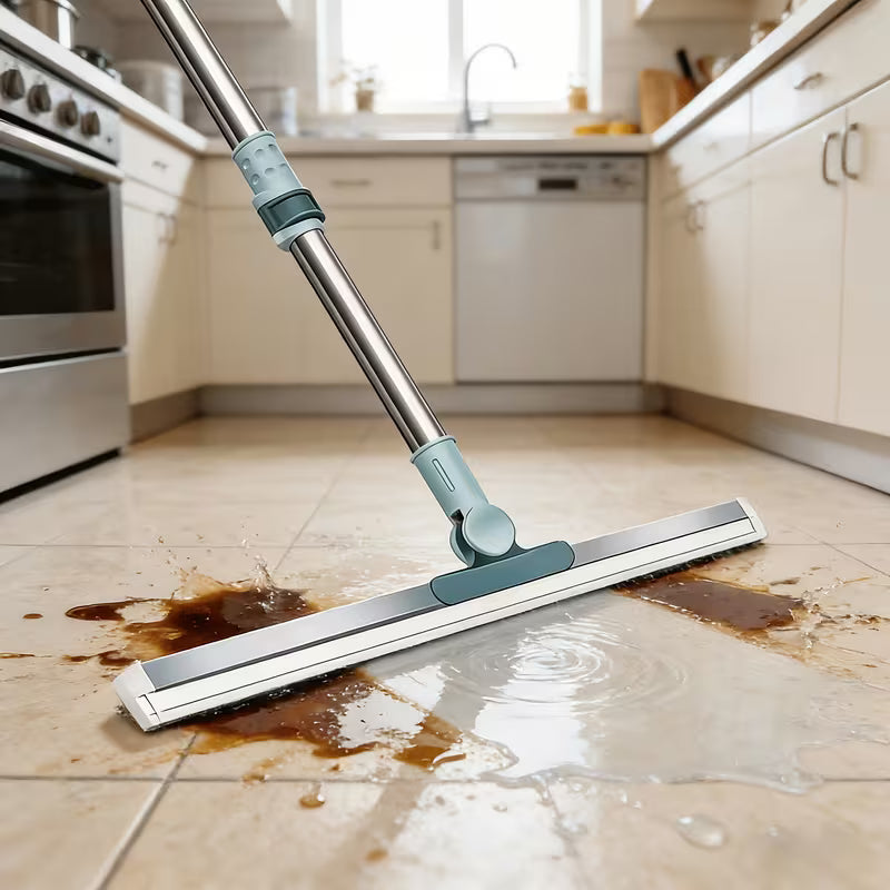 Shopzone all-purpose household cleaning tool with scraping wiper handle for floors, bathrooms, kitchens, showers, tiles, and pet hair.