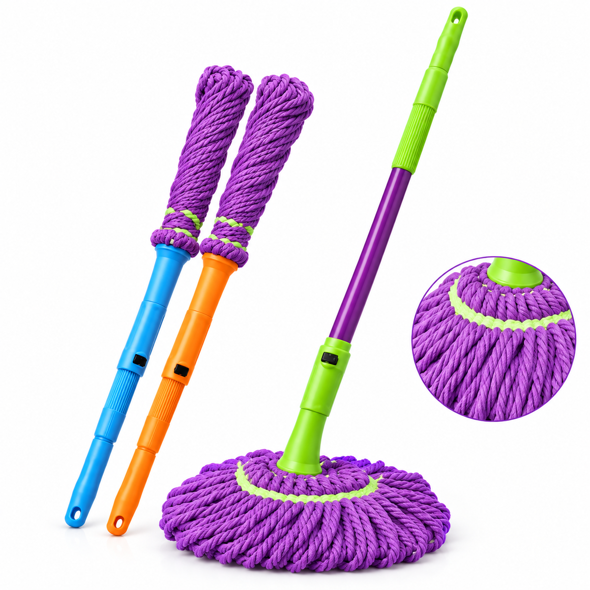 360° Rotating Spin Mop with Microfiber Head & Adjustable Handle