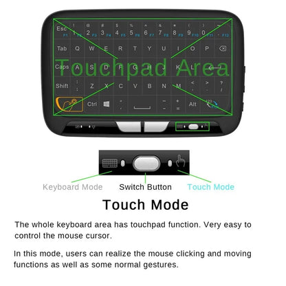 H18+ 2.4Ghz Wireless Keyboard Full Touchpad Backlight Keyboard