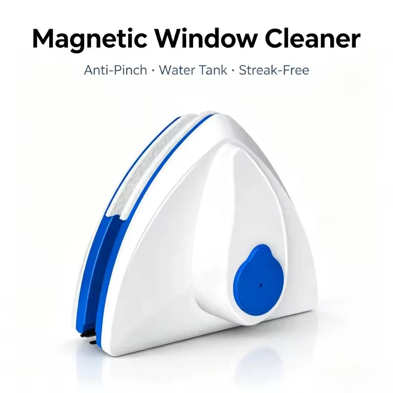 Double-Sided Magnetic Triangle Window Cleaner | Adjustable Magnetic Force for Various Glass Types | Anti-Fall Safety Rope for Enhanced High-Altitude Safety | Squeegee + Cleaning Pad for Simultaneous Stain Removal | Reusable | Household Glass Cleaning