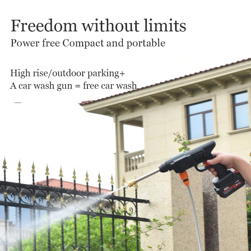 Rechargeable Portable Powerful High Pressure Water Spray Gun 48VF Lithium Cordless Wireless Car Wash Water Jet Foam Gun Car Wash