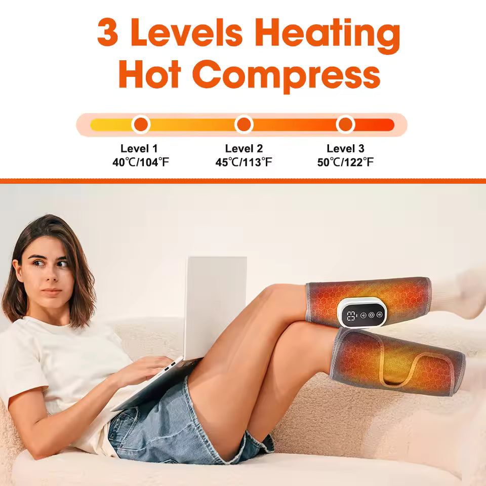 360° Air Pressure Calf Massager Leg Air Pressure Electric Airbag Compresstion Heated Hot Compress Muscle Relax Massage Device
