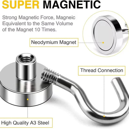 FINDMAG Magnetic Hooks – Heavy-Duty  3 to 5 kg+ Magnetic Hooks | 5 Pack & 10 Pack