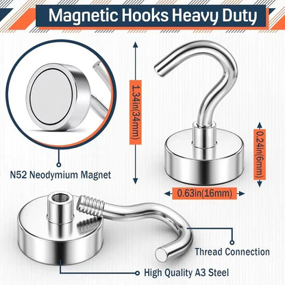 FINDMAG Magnetic Hooks – Heavy-Duty  3 to 5 kg+ Magnetic Hooks | 5 Pack & 10 Pack
