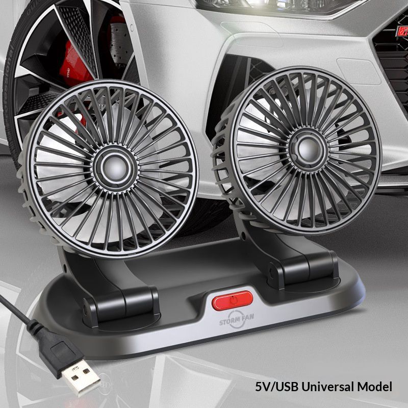 5V Car Fan Cooling Car Fan Dual Head Usb Car Fan 2 Speeds Adjustable for Auto Cooler Air Fan Car Accessories Fan
