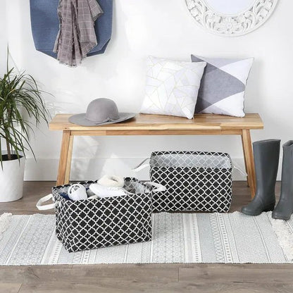DII Laundry Storage Collection, PE Coated Collapsible Bin with Handles, Black Lattice, Extra - Large Set, 12.5x17.5x10.5" - AlifdukanAlifdukan types here :)