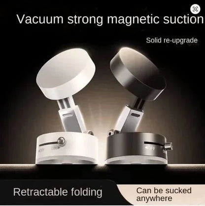 Vacuum Magnetic Suction Phone Holder, Retractable Folding Mobile Phone Stand, 360° Rotatable Suction Cup Phone Mount, Stand Magnetic Cell Phone Holder for Car/Gym/Mirror/Smooth Surface - AlifdukanPk Trendyhub types here :)